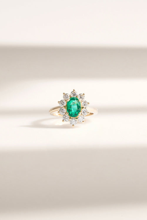 Bague de fiançailles avec Emeraude de Zambie