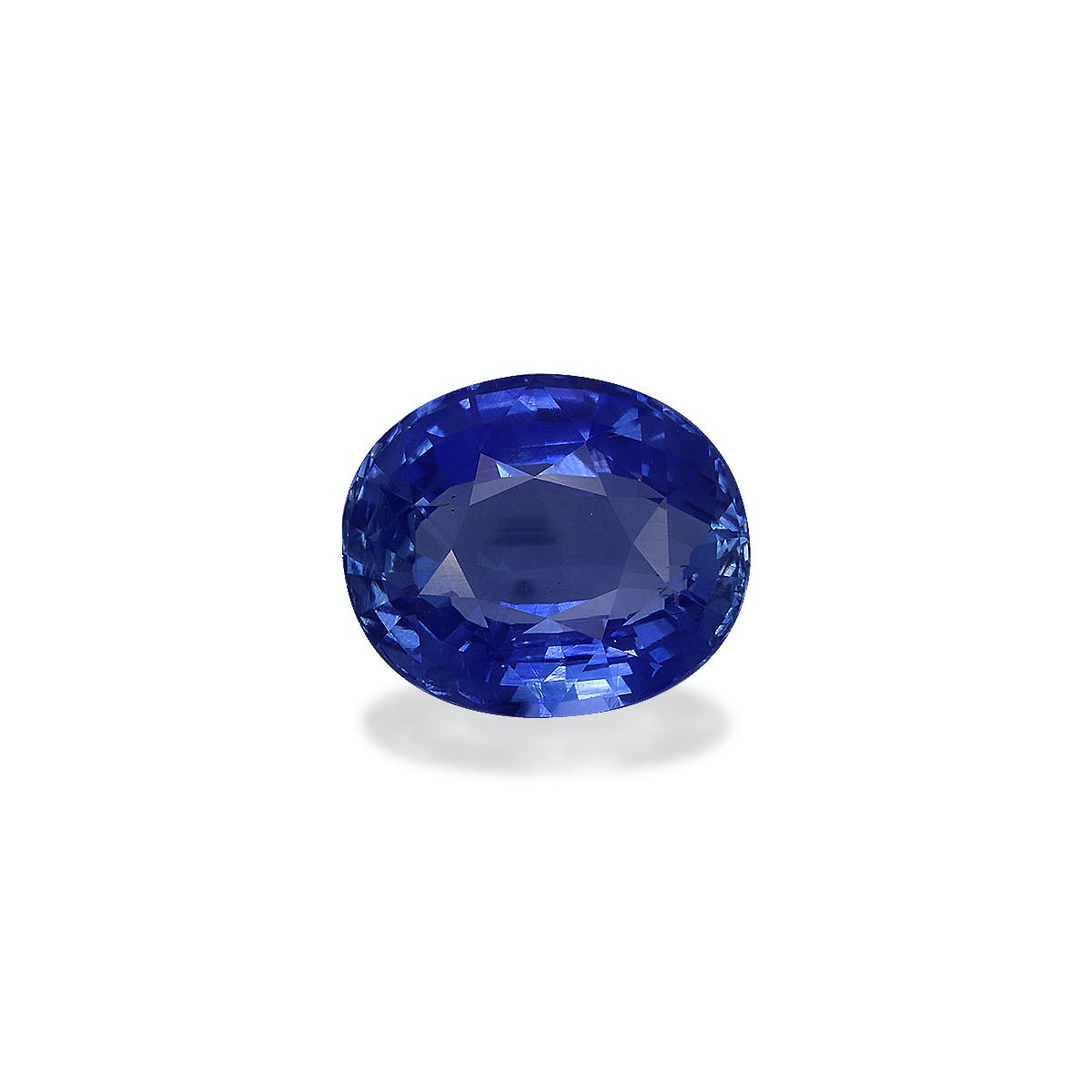 Le Saphir Bleu · 4,99ct de Bonnot Paris est un saphir bleu rond et facetté sur fond blanc uni, présentant une teinte bleue profonde et vive avec une surface polie qui reflète magnifiquement la lumière.