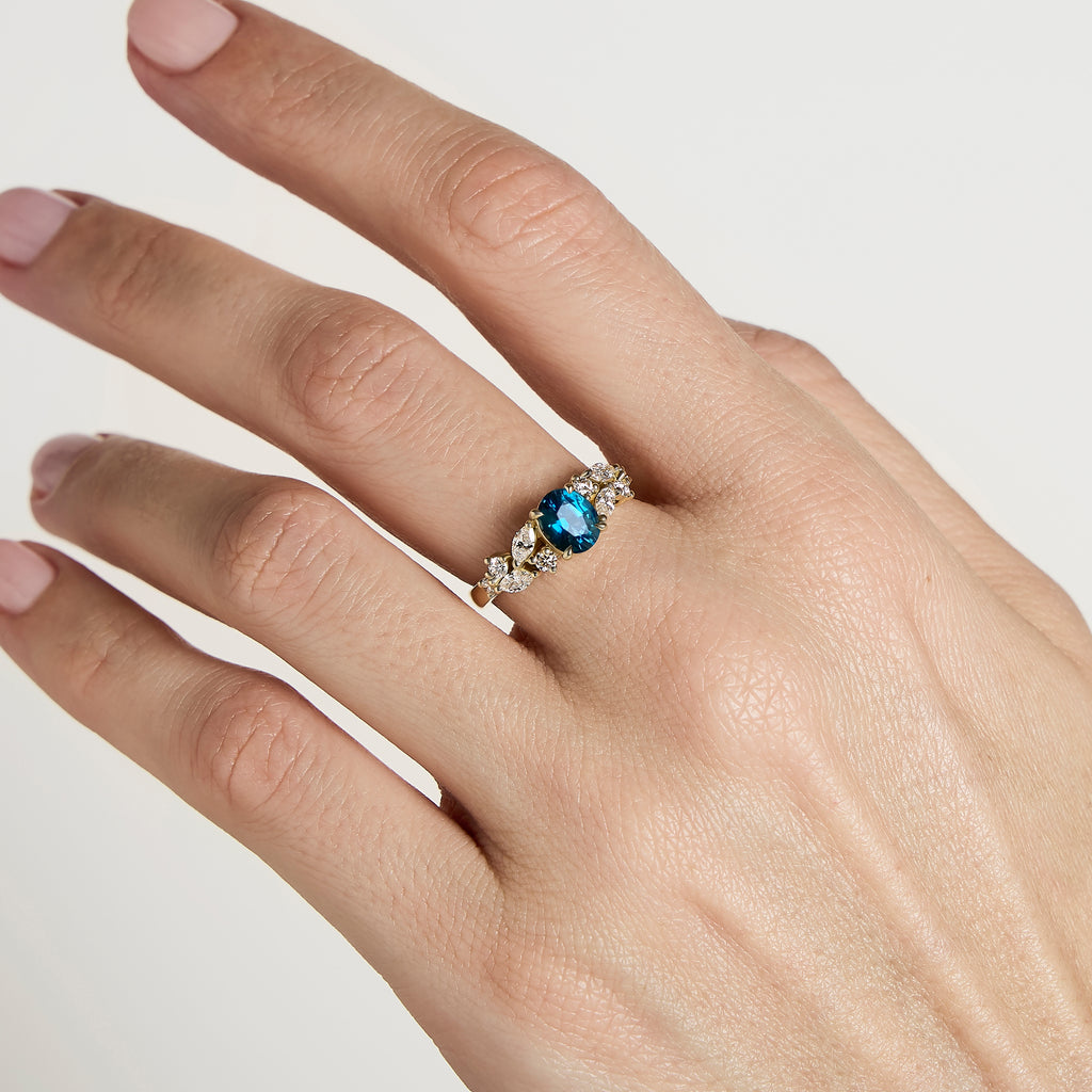 Bague saphir teal collection diamants