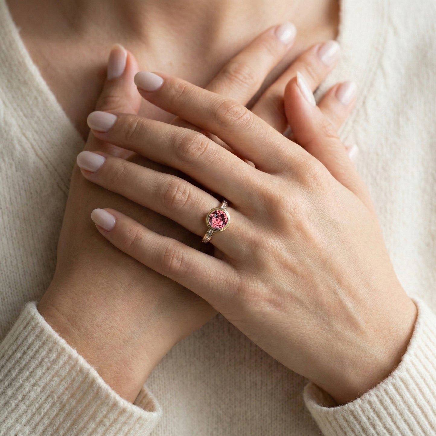 Bague Saphir Padparadscha Art déco