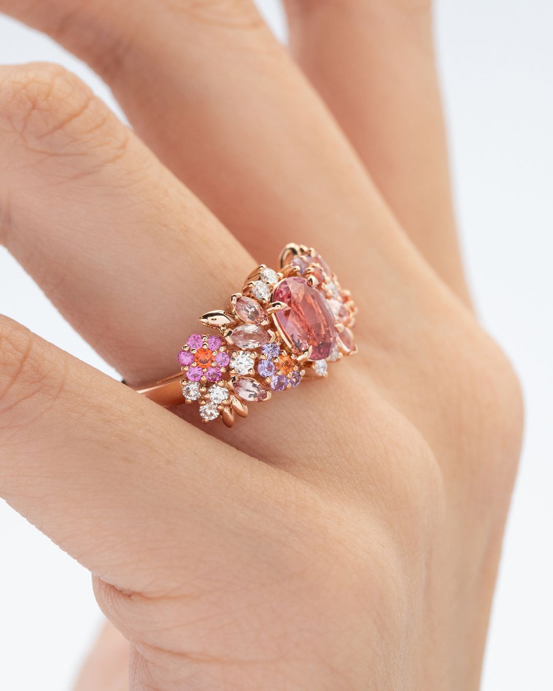 bague de mariage saphir padparascha rose