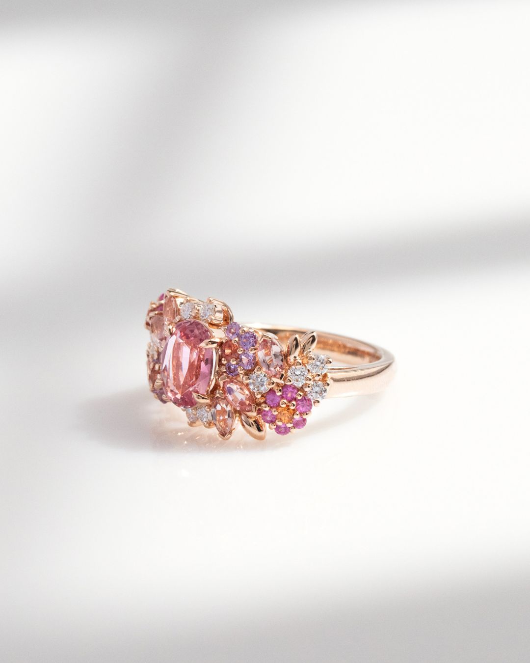 bague saphir padparascha orange et rose
