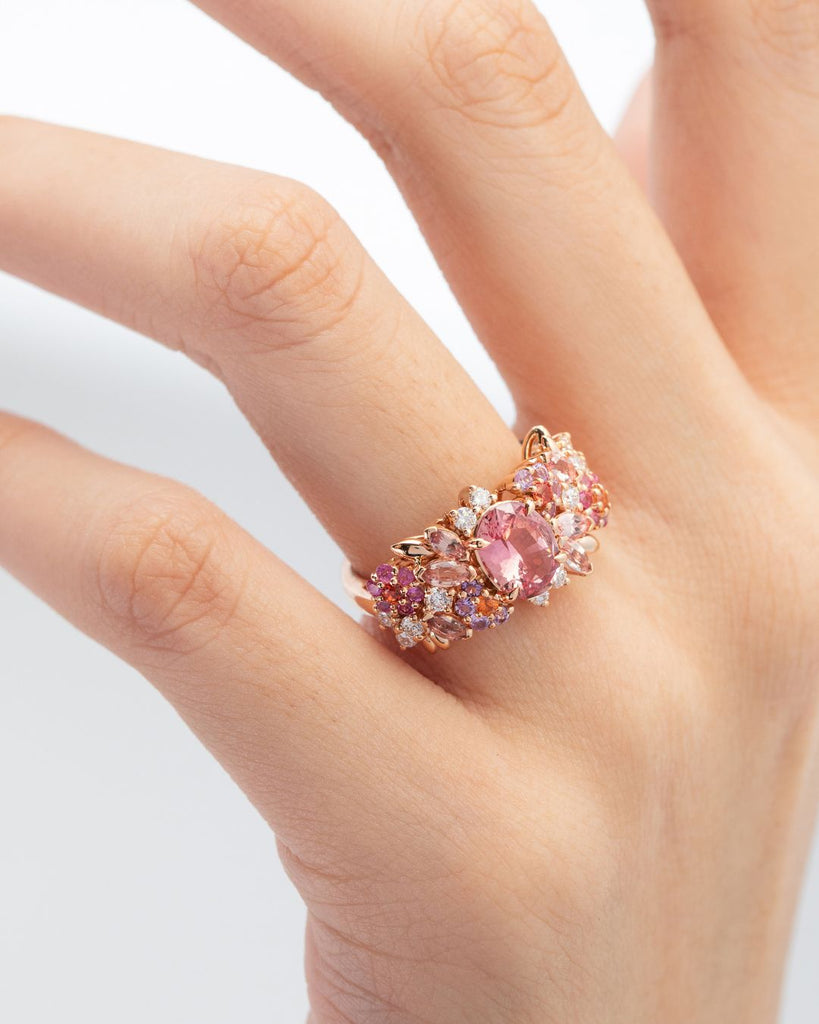 bague saphir padparascha rose