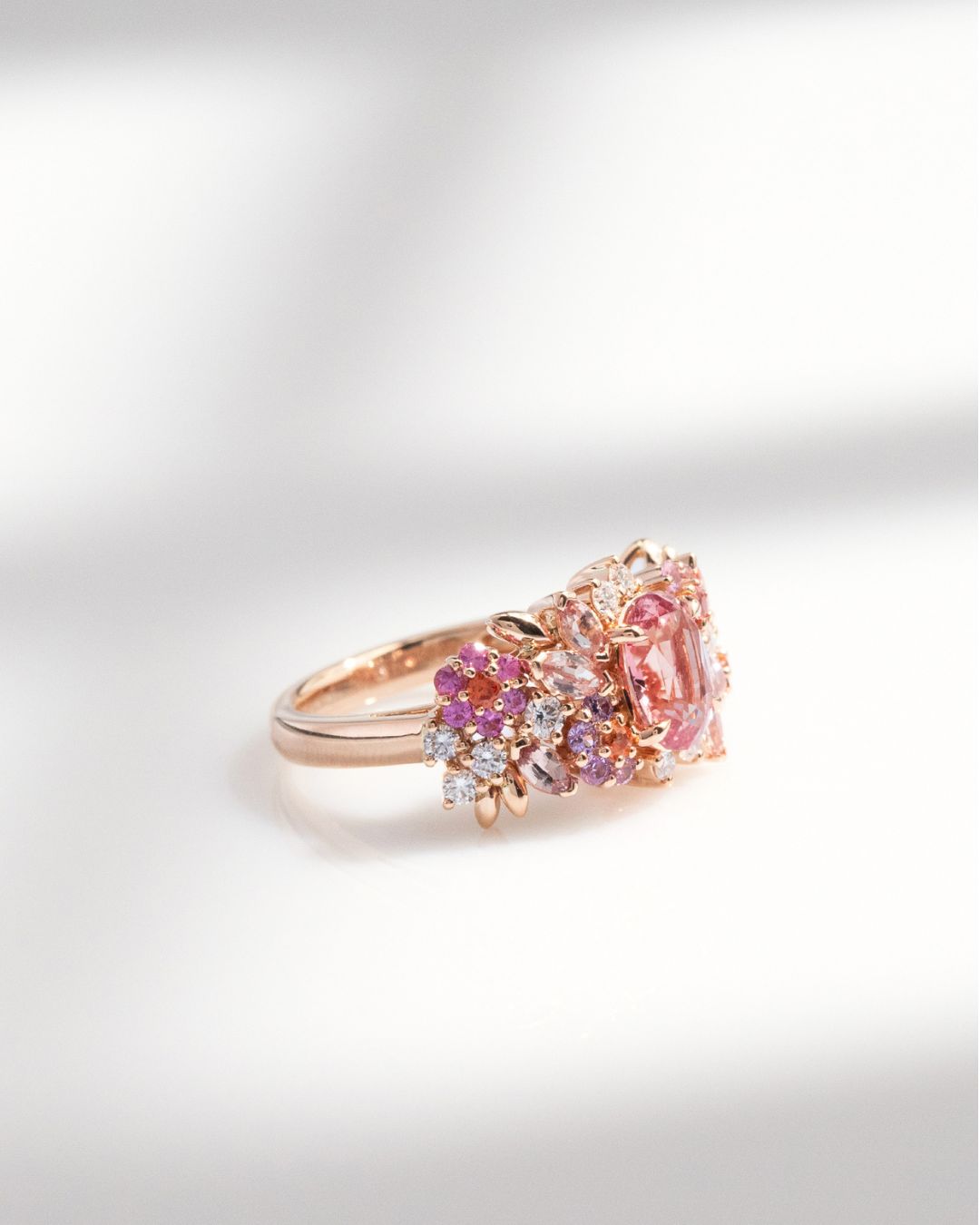 bague saphir padparascha rose