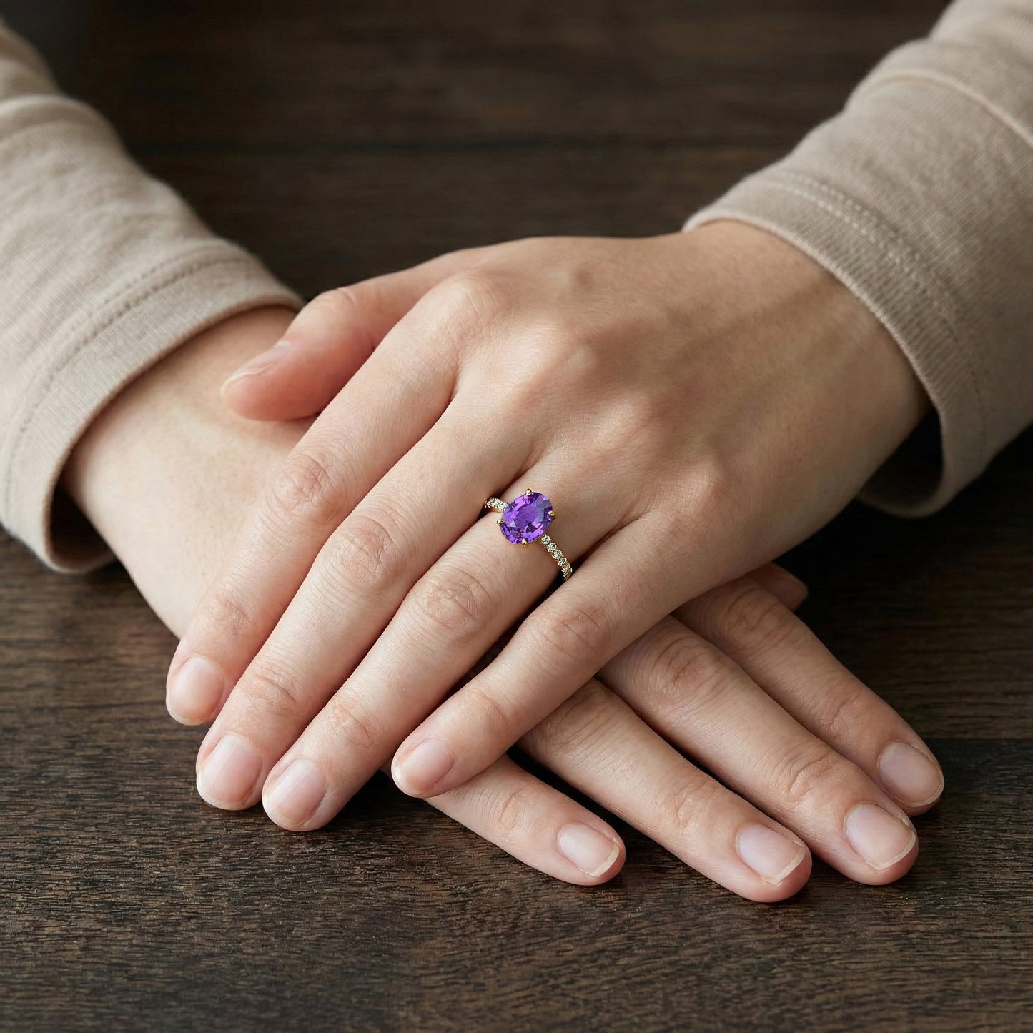 Bague Saphir Violet Solitaire