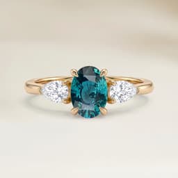 Anillo Hombros Zafiro Teal Oval de 3,05ct