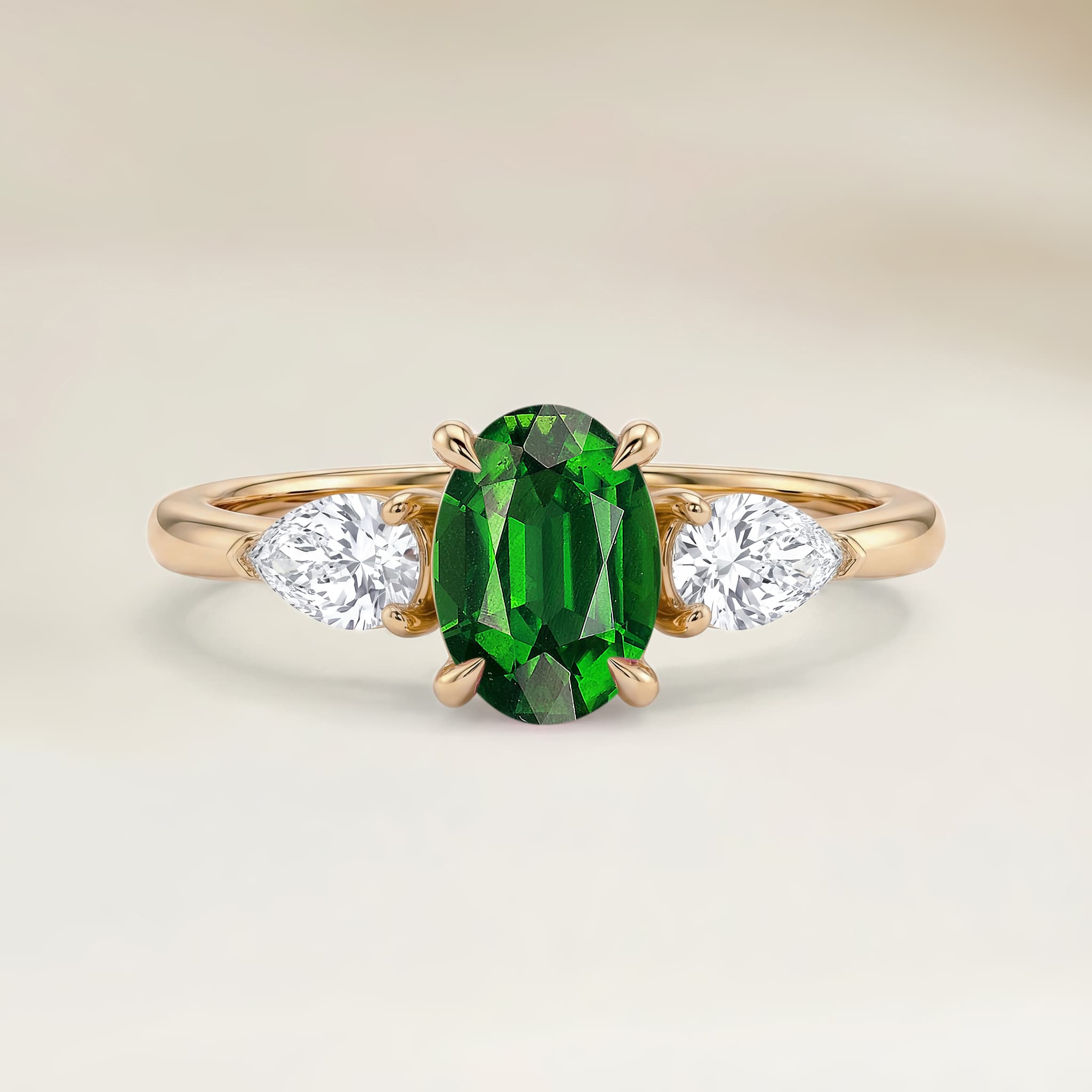 Bague Epaulé Tourmaline Ovale de 1,47ct