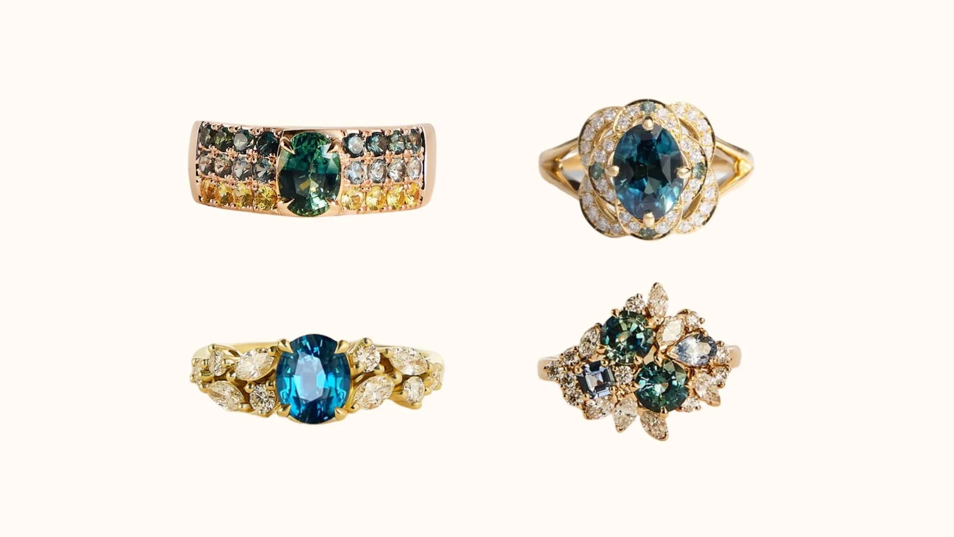 Os estilos de anéis de noivado com safira teal