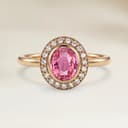 Vintage-Ring mit ovalem Padparadscha-Saphir von 1,51 ct