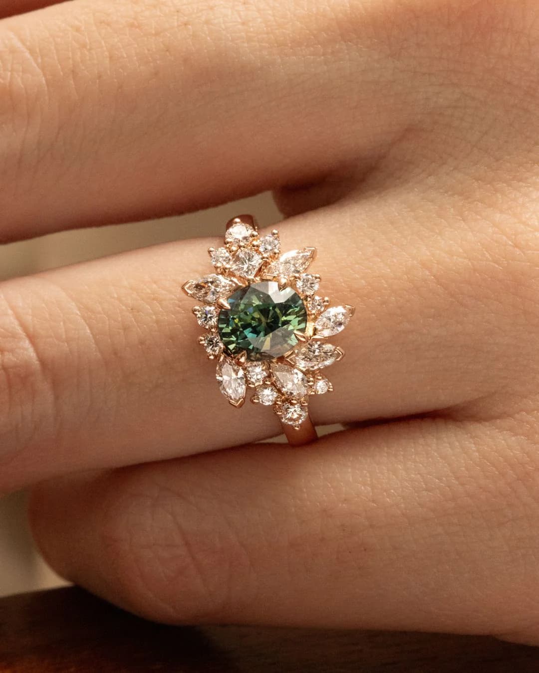 Bague de naissance avec Saphir Teal