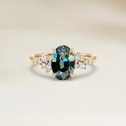 Bague Floral Saphir Teal Ovale de 1,14ct