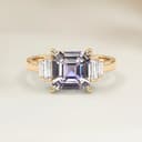 Anel Art Déco Safira Violeta Emerald Cut de 3,56ct