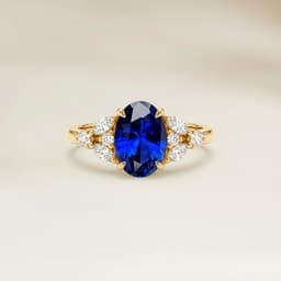 Anel Floral Safira Azul Oval de 1,01ct