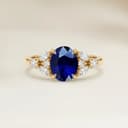 Anello Floreale Zaffiro Blu Ovale da 1,26ct