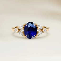Ring Floral Blauer Saphir Oval 1,26 Kt