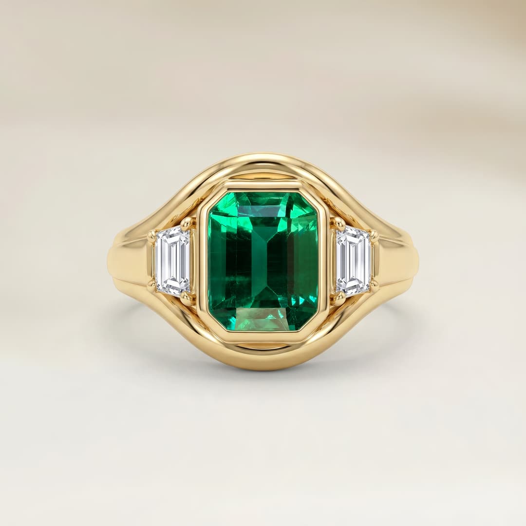 Anillo Moderno Esmeralda de Zambia Rectángulo de 1,71ct
