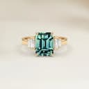 Bague Art Deco Saphir Teal Emerald Cut de 2,03ct