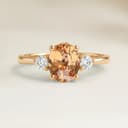 Shoulder-Set Ring – Oval Padparadscha Sapphire 1.20ct