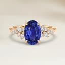 Bague Floral Saphir Bleu Ovale de 3,22ct
