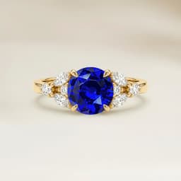 Bague Floral Saphir Bleu Rond de 2,52ct