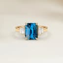 Ring Art Déco Teal-Saphir Emerald Cut 1,11 ct