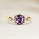 Anello Floreale Zaffiro Viola Rotondo da 1,38ct