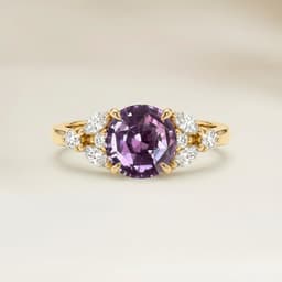 Anillo Floral Zafiro Violeta Redondo de 1,38ct