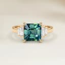 Ring Art Déco Teal-Saphir Emerald Cut 1,56 ct