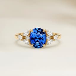 Anello Floreale Zaffiro Blu Ovale da 1,56ct