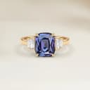 Anello Art Déco Zaffiro Bicolore Cuscino da 1,31ct
