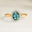 Bague Floral Saphir Teal Ovale de 1,28ct