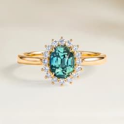 Anillo Floral Zafiro Teal Oval de 1,28ct