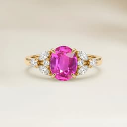 Bague Floral Saphir Rose Ovale de 2,05ct