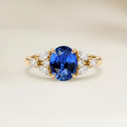 Bague Floral Saphir Bleu Ovale de 1,76ct