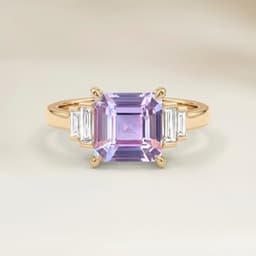Art Deco Pink Sapphire Emerald Cut Ring, 1.12ct