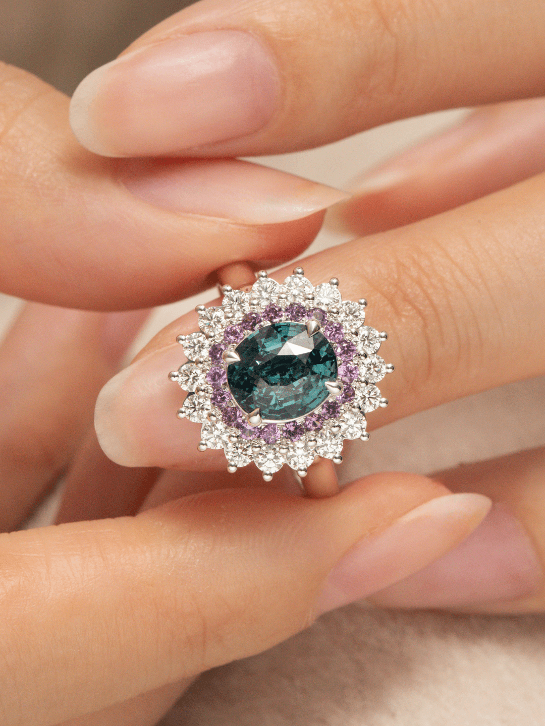 Bague de fiançailles avec Saphir Teal