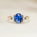 Anello Floreale Zaffiro Blu Ovale da 1,56ct
