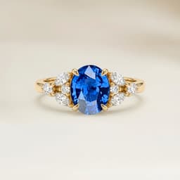 Bague Floral Saphir Bleu Ovale de 1,56ct
