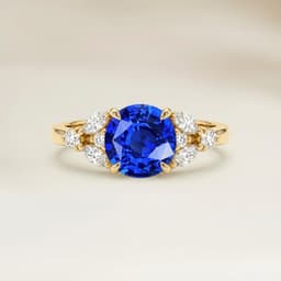 Anello Floreale Zaffiro Blu Tondo da 1,20ct