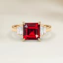 Anel Art Déco Espinélio Vermelho Emerald Cut de 1,09ct