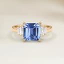 Ring Art Déco Blauer Saphir Emerald Cut 2,02 ct