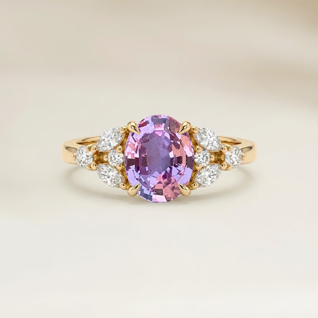 Ring Floral Rosa Saphir Oval 1,29 ct