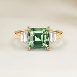 Anello Art Déco Zaffiro Teal Emerald Cut da 1,81ct