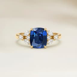 Anello Floreale Zaffiro Blu Cuscino da 1,19ct