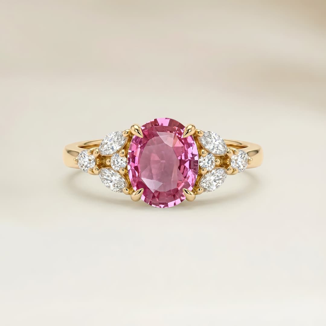Anillo Floral Zafiro Padparadscha Oval de 1,07ct