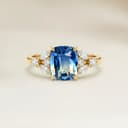 Bague Floral Saphir Bicolore Coussin de 2,07ct