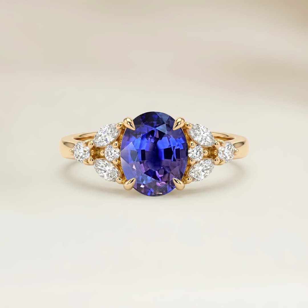 Floral Oval Violet Sapphire Ring 2.49ct