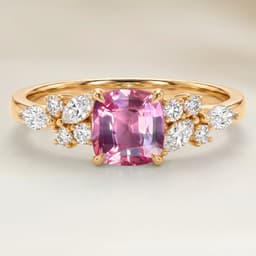 Bague Floral Saphir Padparadscha Coussin de 1,53ct