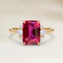 Bague Epaulé Spinelle Rose Rectangle de 2,15ct