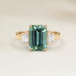 Art Deco Green Tourmaline Rectangle Ring 1.24ct